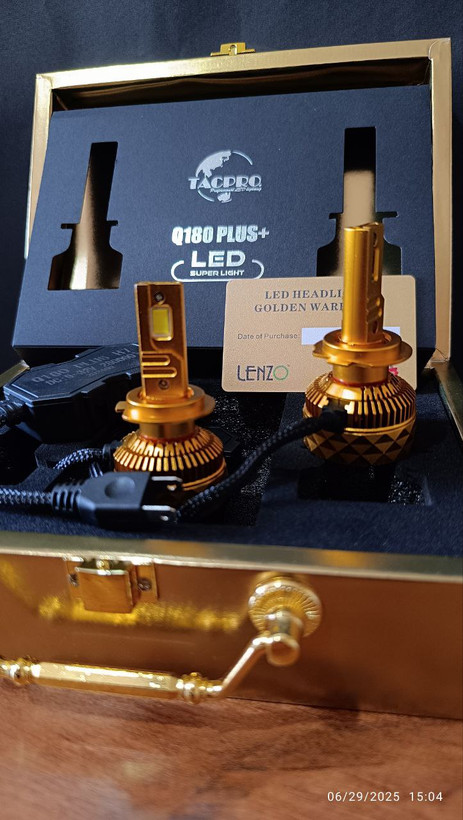 هدلایت لنزو- LENZO Q180 220W CSP | کنباس دار | کوپر مسی + فن توربو | سفید یخی | گارانتی 18 ماه-همراه با یک جفت سکن رایگان