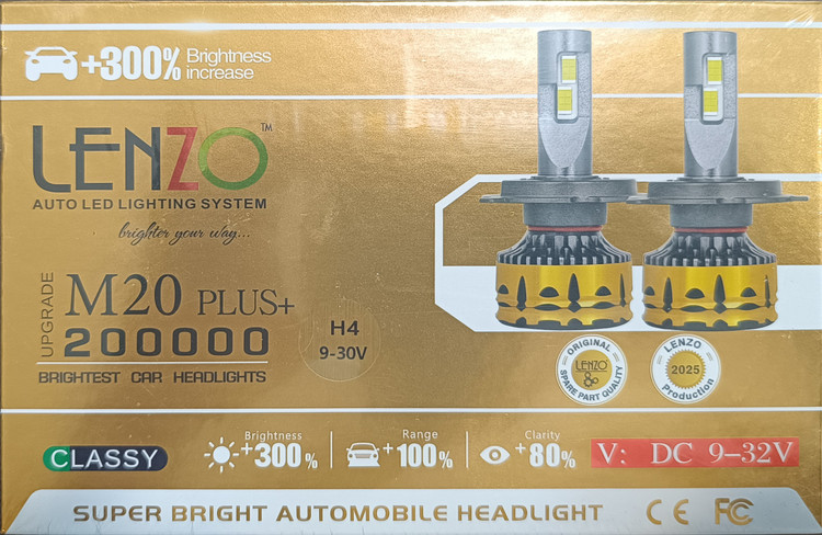 هدلایت لنزو / هدلایت LENZO M20 Pro Plus 65W | 200000LM | CSP | کنباس دار | فن خنککننده | 9-32V-همراه با یک جفت سکن رایگان