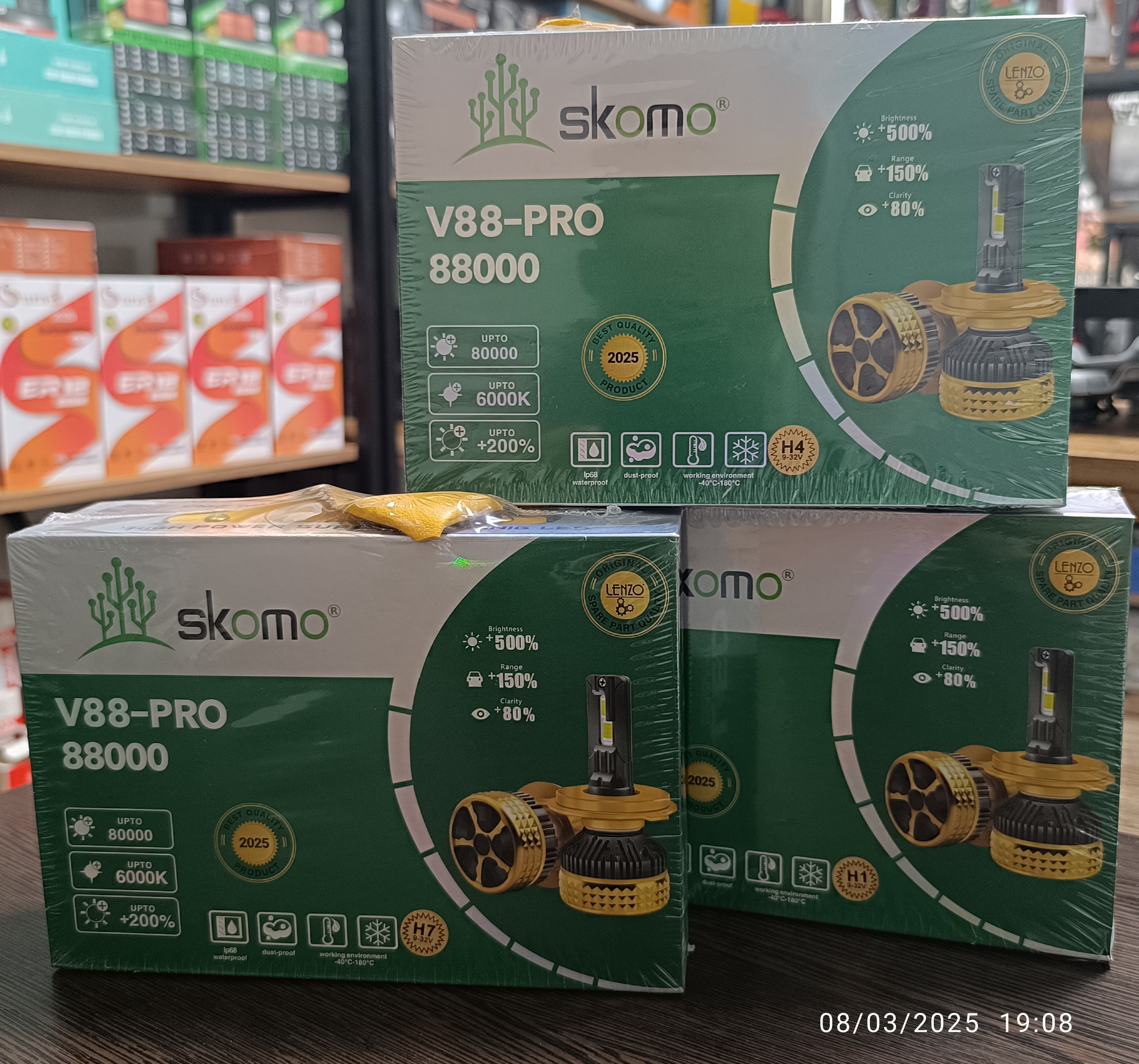 لنزو v88 pro 88000 هدلایت LENZO V88 Pro Skomo 60W CSP | 5400 لومن | H1 H4 H7