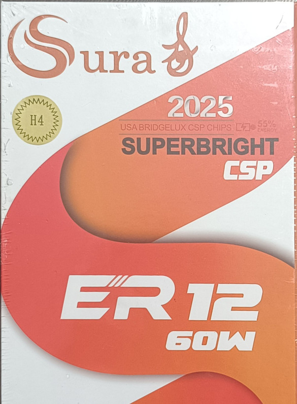 هدلایت SURA ER12 60 وات 5500 لومن سفید یخی | پایه H4 و H7 |همراه با یک جفت سکن رایگان