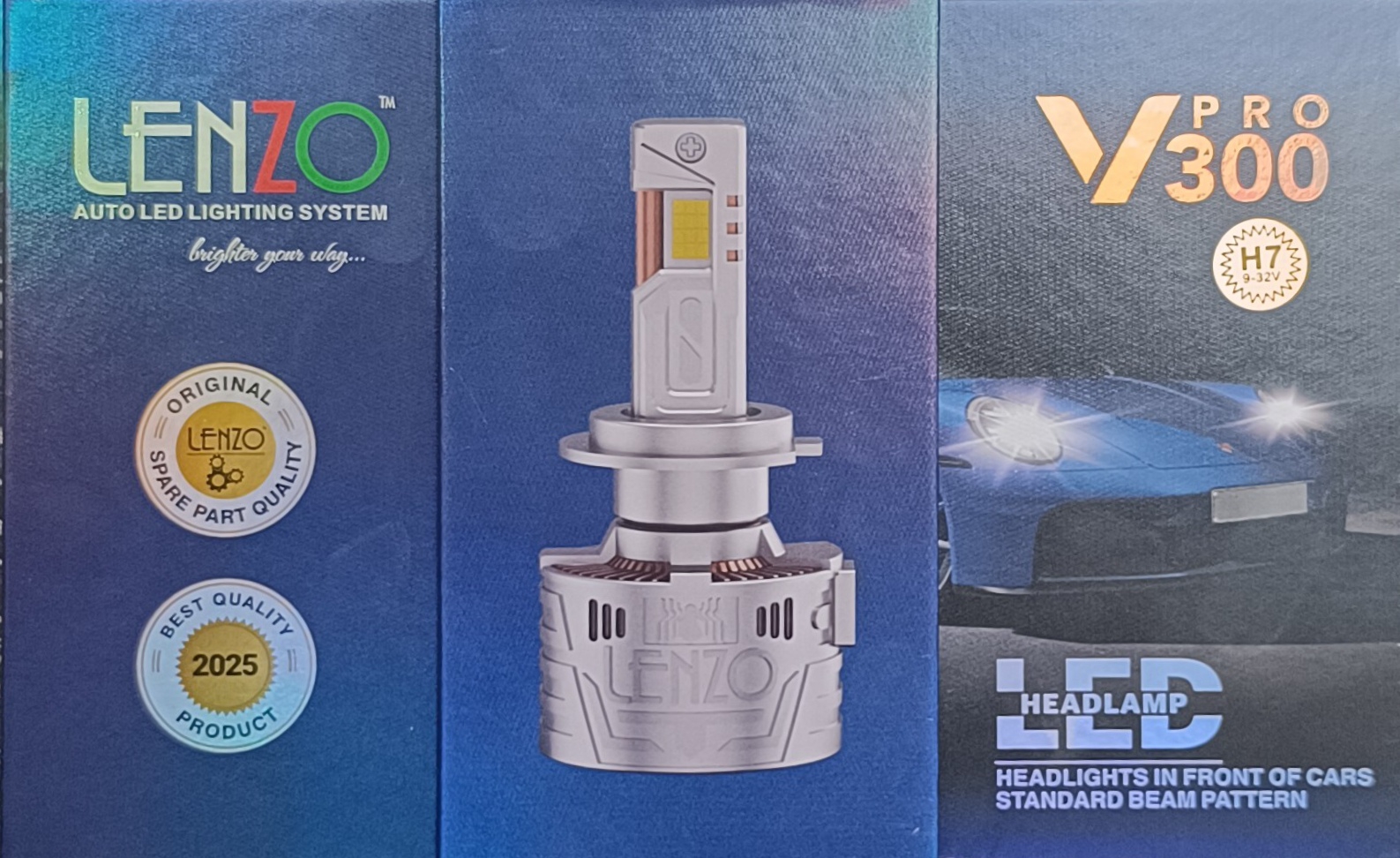 هدلایت لنزوLENZO V300 Pro 130W CSP | 9600LM | | نور سفید یخی | طراحی حرفه‌ایH1 H4 H7-همراه با یک جفت سکن رایگان