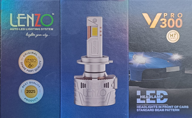 هدلایت لنزوLENZO V300 Pro 130W CSP | 9600LM | | نور سفید یخی | طراحی حرفهایH1 H4 H7-همراه با یک جفت سکن رایگان