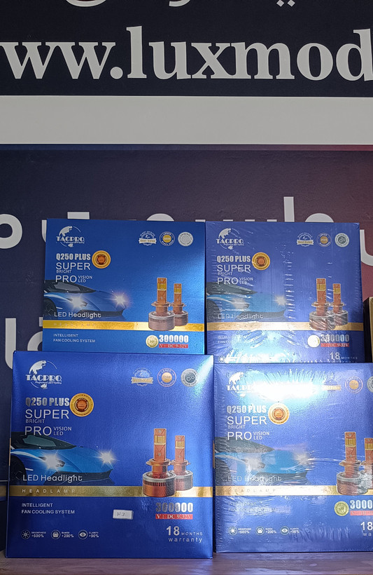 هدلایت لنزو-LENZO Q250 Pro Plus 300000LM CSP | کنباس دار | خنککننده مسی + فن | H4 H7 | گارانتی 18 ماه-همراه با یک جفت سکن رایگان
