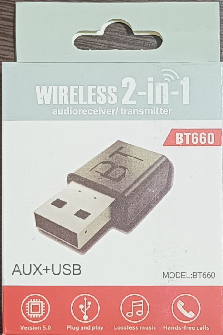 دانگل بلوتوث دوکاره (AUX+USB) اصل مدل BT660