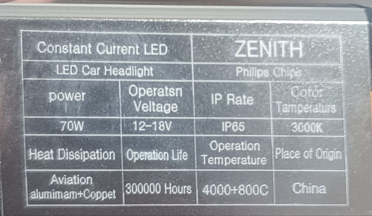 هدلایت S80 SUPER PROMAX ZENITH هفتاد وات دورنگ (سفید یخی - زرد)-همراه با یک جفت سکن رایگان