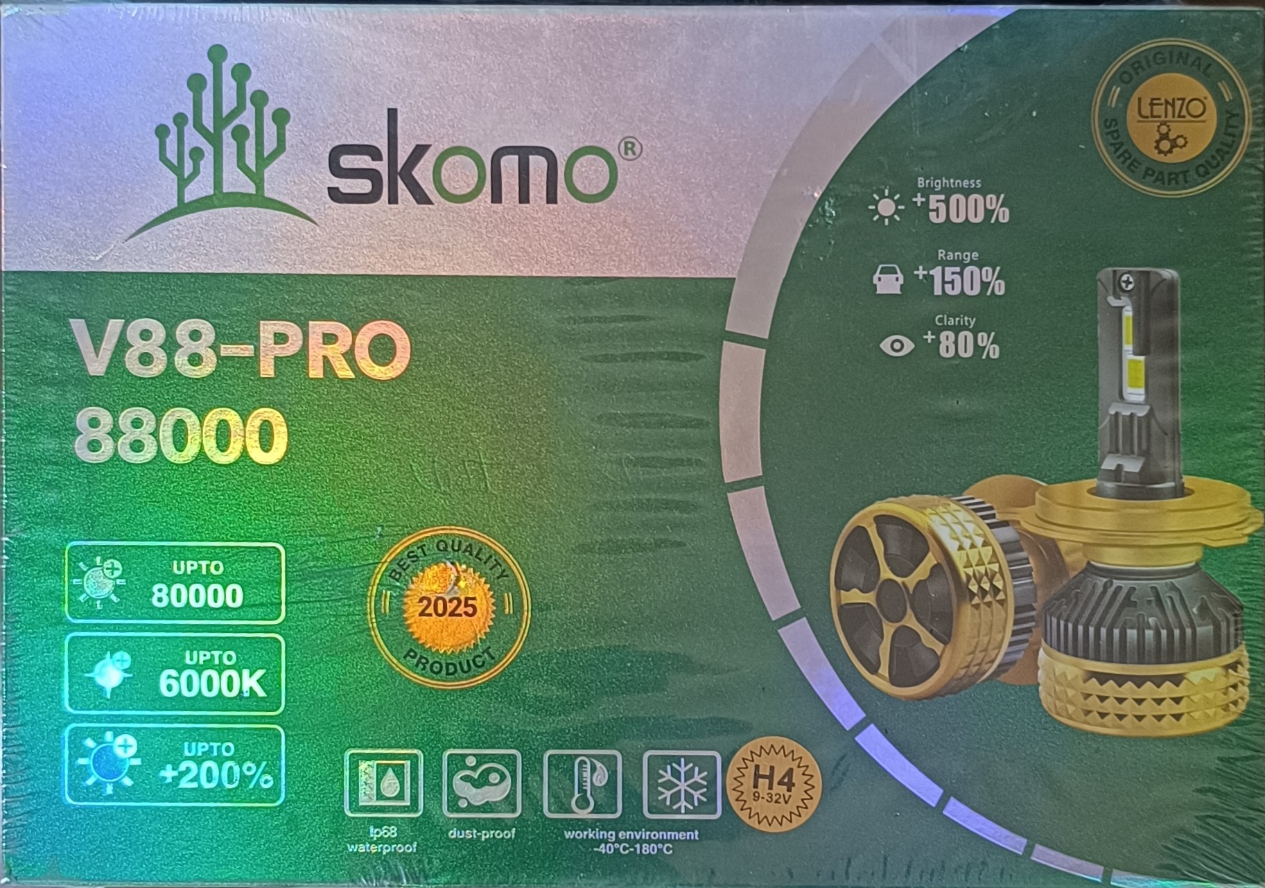 هدلایت لنزو - LENZO V88 Pro Skomo 60W CSP | | کنباس دار | فن خنک‌کننده | -